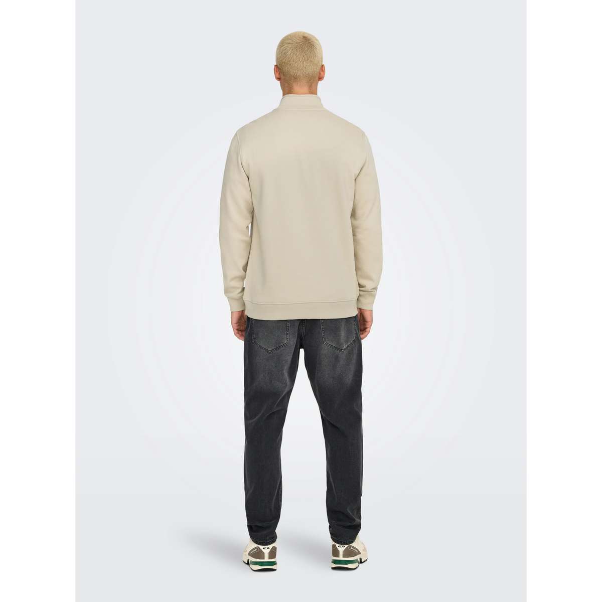 ONLY & SONS CURATED MEN΄S REGULAR FIT COTTON HALF ZIP SWEATSHIRT SILVER LINING / BEIGE